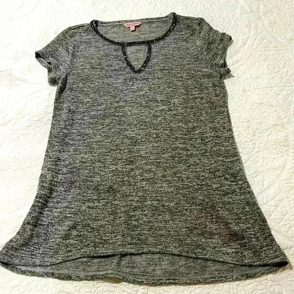 Juicy‎ Couture Gray Burnout Beaded Top Small - Picture 1 of 6